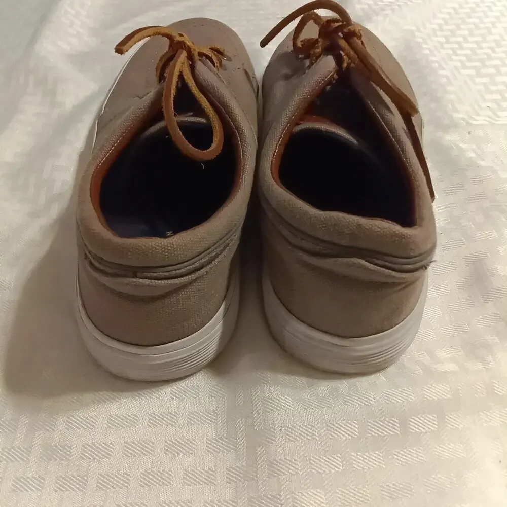 Polo Ralph Lauren Boat Shoes Brown canvas embroidered logo casual comfort shoe